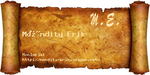 Mándity Erik névjegykártya